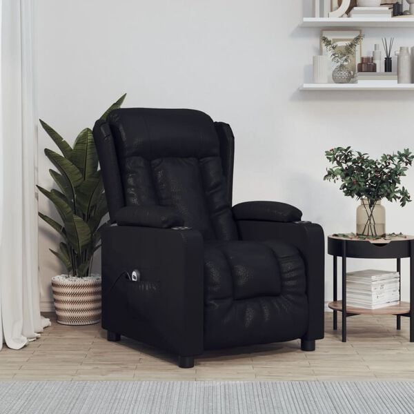 vidaXL Fauteuil inclinable &eacute;lectrique Noir Similicuir
