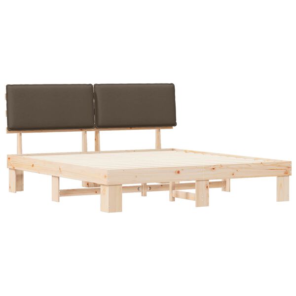 vidaXL Cadre de lit avec t&ecirc;te de lit rembourr&eacute;e Taupe 200 x 200 cm