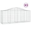 vidaXL Paniers &agrave; gabions arqu&eacute;s 3 pcs 200x50x80/100 cm Fer galvanis&eacute;