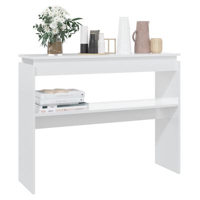 vidaXL Table console blanc brillant 102x30x80 cm bois d'ingénierie