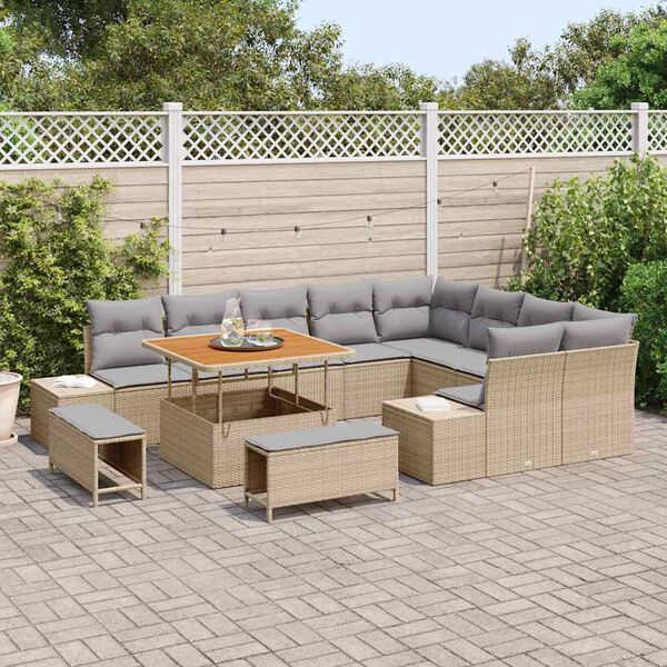 vidaXL Ensemble de canap&eacute; de jardin 12 pcs Beige et Gris clair