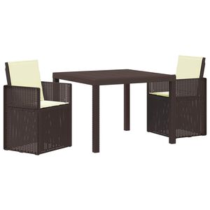 vidaXL Ensemble de salle &agrave; manger pour jardin 3 pc Marron et cr&egrave;me PP