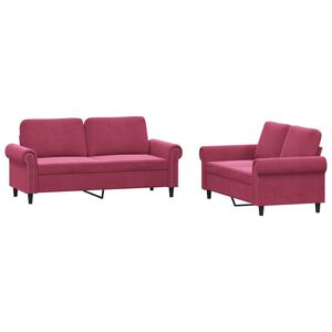 vidaXL Ensemble de canap&eacute;s 2 pcs avec coussins Rouge bordeaux Velours