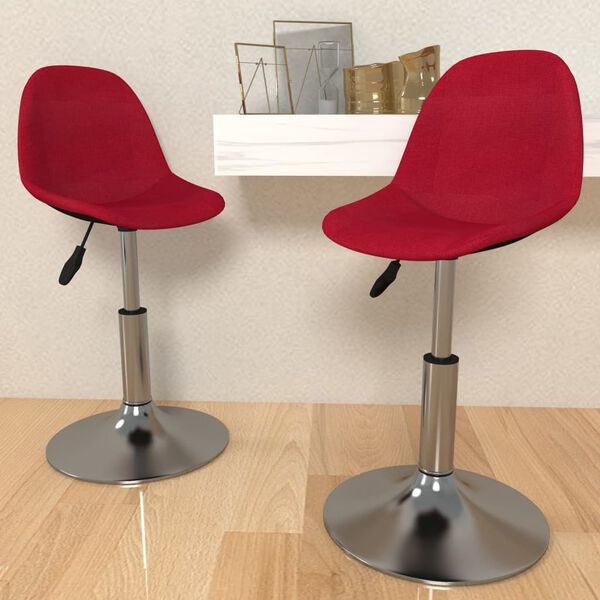 vidaXL Chaises pivotantes &agrave; manger lot de 2 Rouge bordeaux Tissu