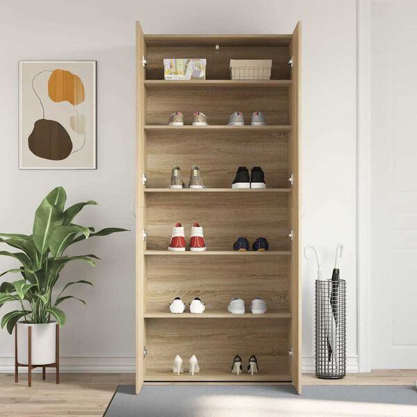 vidaXL Cabinet à chaussures avec étagère Marron 80 x 35.5 x 180 cm