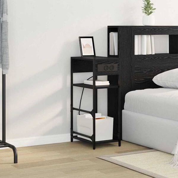 vidaXL Cabinet de chevet Ch&ecirc;ne noir 40 x 27 x 76 cm Bois d'ing&eacute;nierie