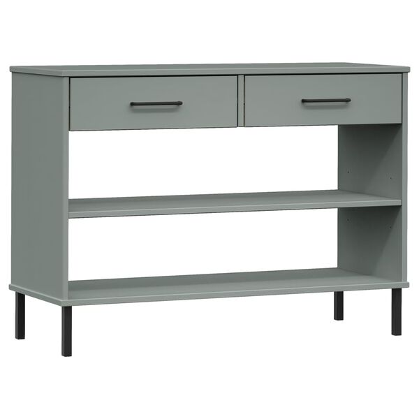 vidaXL Armoire console avec pieds en métal Gris Bois pin massif OSLO