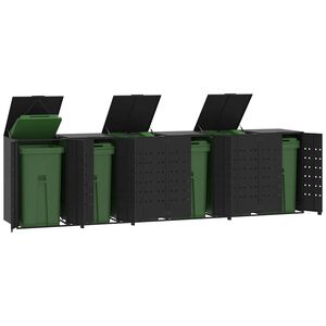 vidaXL Rangement &agrave; roulettes pour poubelles pour 6 bacs noir acier