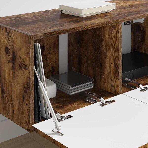 vidaXL Meuble TV mural 2 pcs Ch&ecirc;ne fum&eacute; 60 x 31 x 29.5 cm