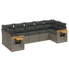 vidaXL Salon de jardin avec coussins 7 pcs gris r&eacute;sine tress&eacute;e