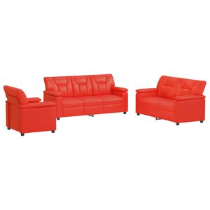 vidaXL Ensemble de Canap&eacute;s 3 pcs Rouge Simili cuir
