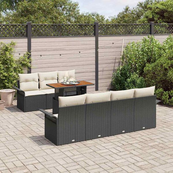 vidaXL Ensemble de canap&eacute; de jardin 8 pcs Noir Poly rotin