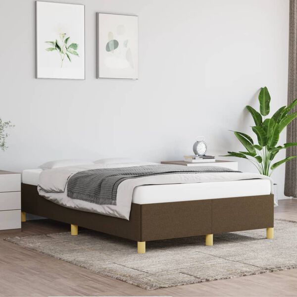 vidaXL Cadre de lit sans matelas marron fonc&eacute; 120x190 cm tissu