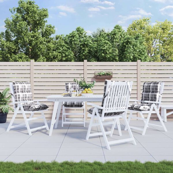 vidaXL Coussins de chaise &agrave; dossier bas lot de 4 motif &agrave; carreaux gris