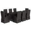 vidaXL Ensemble &agrave; manger de jardin 9pcs coussins noir r&eacute;sine tress&eacute;e