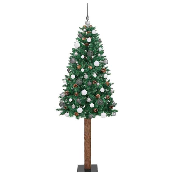 vidaXL Sapin de No&euml;l mince Vert 180 cm PVC et bois de pin massif