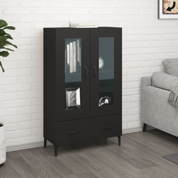 vidaXL Buffet haut noir 70x31x115 cm bois d'ing&eacute;nierie