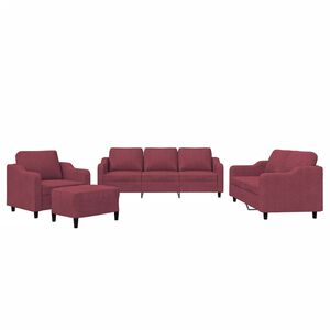vidaXL Ensemble de canap&eacute;s 4 pcs avec coussins Rouge bordeaux Tissu