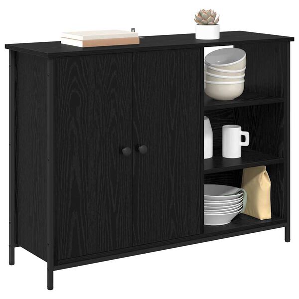 vidaXL Buffet Ch&ecirc;ne noir 100 x 33 x 75 cm Bois d'ing&eacute;nierie