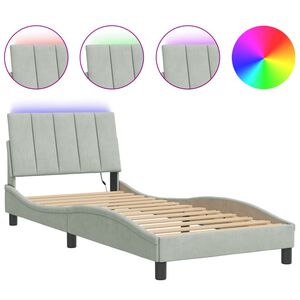 vidaXL Cadre de lit avec LED sans matelas Hanko gris clair 80x200 cm velours