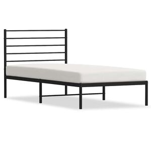 vidaXL Cadre de lit m&eacute;tal sans matelas avec t&ecirc;te de lit noir 90x190 cm