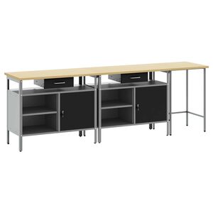 vidaXL Ensemble d'&eacute;tabli 3 pc Rouge et Gris Acier enduit de poudre