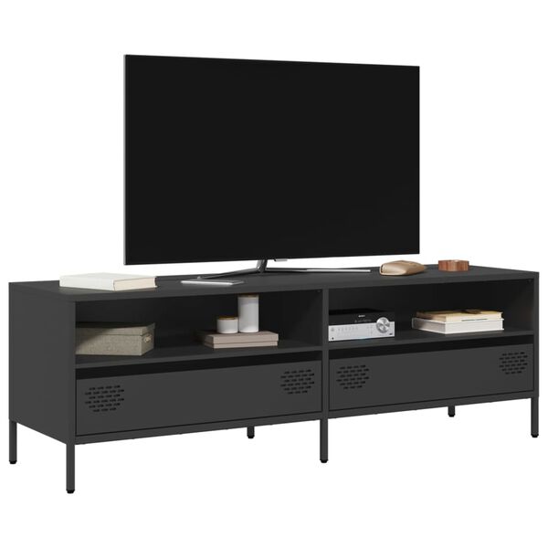 vidaXL Meuble TV noir 135x39x43,5 cm acier laminé à froid