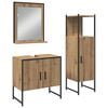 vidaXL Ensemble de mobilier de salle de bain avec &eacute;tag&egrave;re 3 pcs Marron