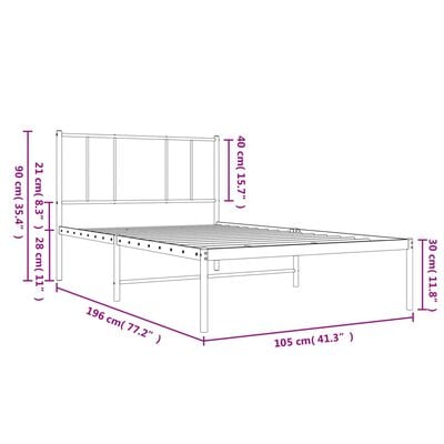 vidaXL Cadre de lit métal sans matelas avec tête de lit noir 100x190cm