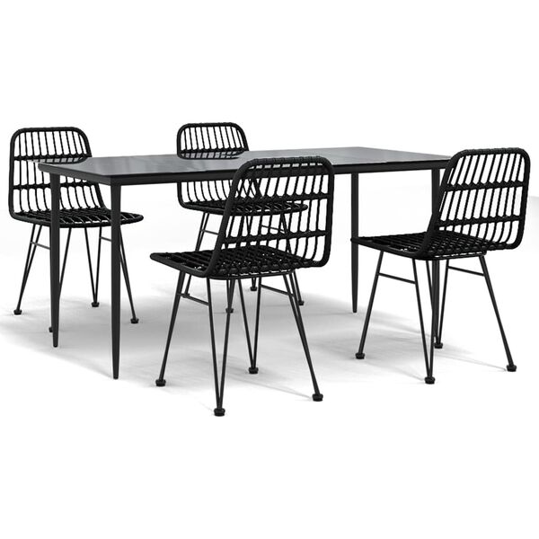 vidaXL Ensemble à manger de jardin 5 pcs Noir Résine tressée