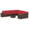 vidaXL Ensemble de canap&eacute; de jardin 11 pcs avec coussins marron r&eacute;sine tress&eacute;e