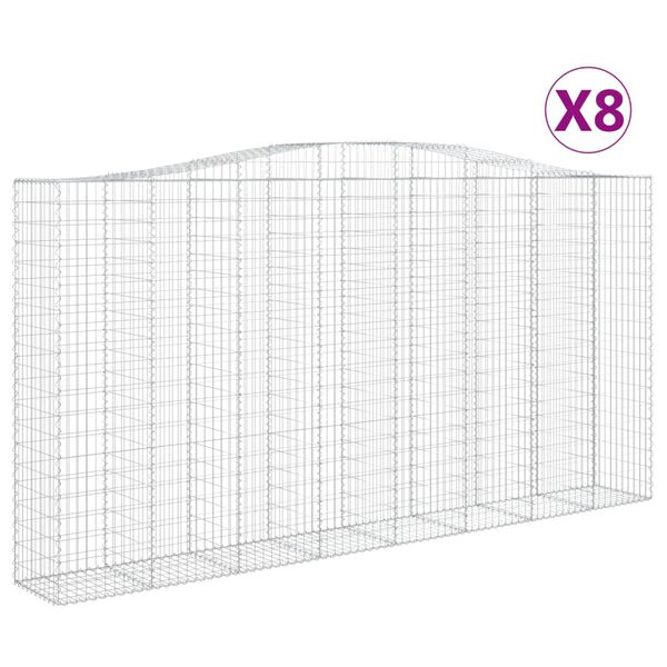 vidaXL Paniers &agrave; gabions arqu&eacute;s 8 pcs 400x50x200/220 cm Fer galvanis&eacute;
