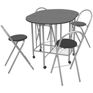 vidaXL Ensemble de salle &agrave; manger pliable 5 pi&egrave;ces MDF noir