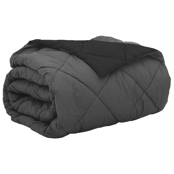 vidaXL Duvet d'&eacute;t&eacute; simple Noir et anthracite 200 x 200 cm Microfibre