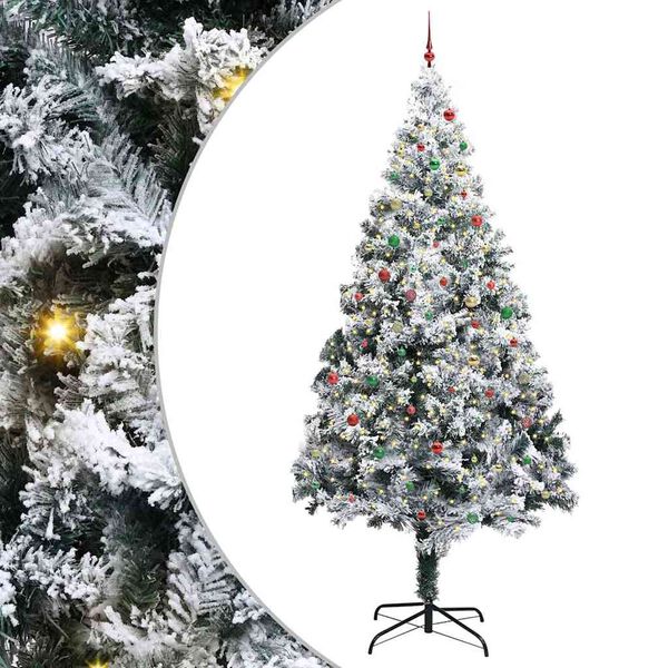 vidaXL Arbre de No&euml;l artificiel pr&eacute;-&eacute;clair&eacute; avec ensemble de boules