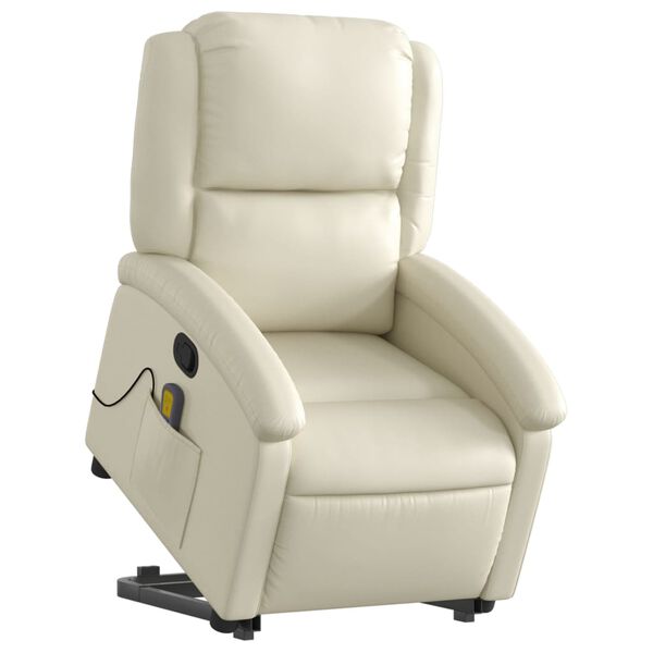 vidaXL Fauteuil inclinable de massage Crème Similicuir