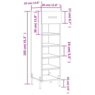 vidaXL Armoire à chaussures blanc 30x35x105 cm bois d'ingénierie