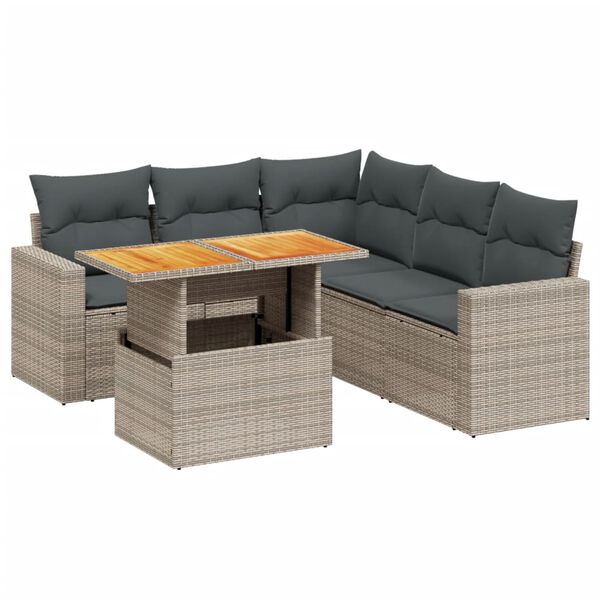 vidaXL Salon de jardin 6 pcs avec coussins gris r&eacute;sine tress&eacute;e