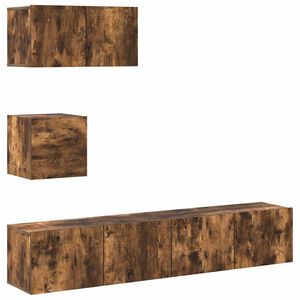 vidaXL Ensemble de meubles TV 4 pcs Ch&ecirc;ne fum&eacute; Bois d'ing&eacute;nierie