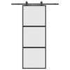 vidaXL Porte coulissante kit quincaillerie noir 76x205 cm verre tremp&eacute;