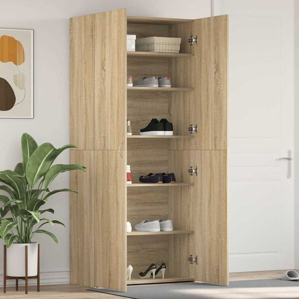 vidaXL Cabinet à chaussures avec étagère Marron 80 x 35.5 x 180 cm