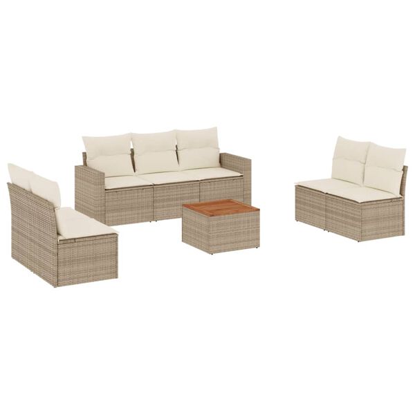 vidaXL Salon de jardin avec coussins 8 pcs beige r&eacute;sine tress&eacute;e