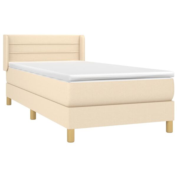 vidaXL Sommier &agrave; lattes de lit et matelas Cr&egrave;me 90x190 cm Tissu