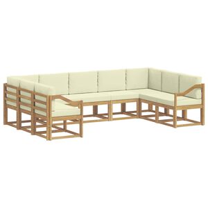 vidaXL Ensemble de canap&eacute;s d'ext&eacute;rieur 9 pc Blanc et cr&egrave;me