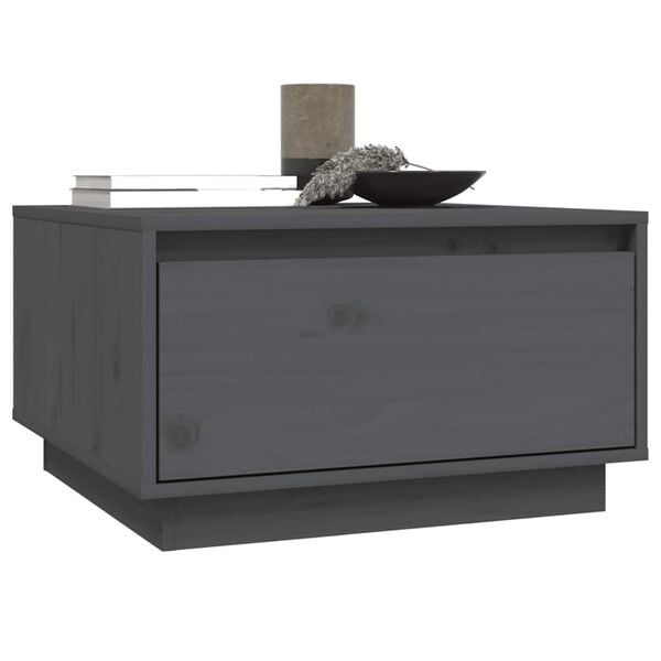 vidaXL Table basse Gris 55x56x32 cm Bois massif de pin