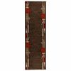 vidaXL Tapis Couloir FLORNES Tiss&eacute; Marron Feuilles 67 x 150 cm PP 7 mm