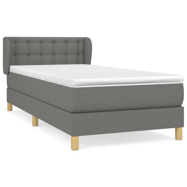 vidaXL Sommier &agrave; lattes de lit avec matelas Gris fonc&eacute; 100x200cm Tissu