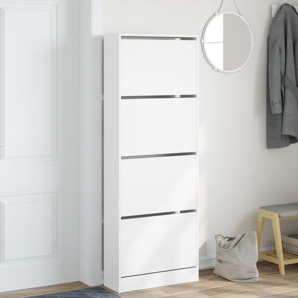 vidaXL Armoire à chaussures blanc 60x21x163,5 cm bois d'ingénierie