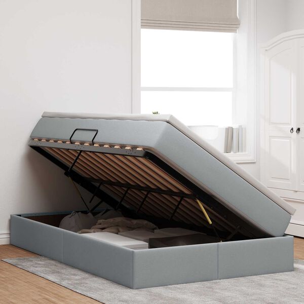 vidaXL Lit avec rangement et matelas Gris clair 120 x 190 cm Polyester