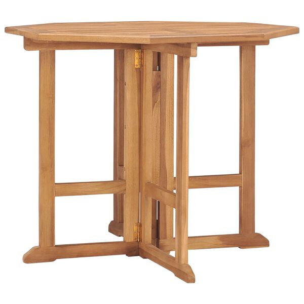 vidaXL Table &agrave; d&icirc;ner pliable de jardin &Oslash;90x75 cm Bois de teck solide
